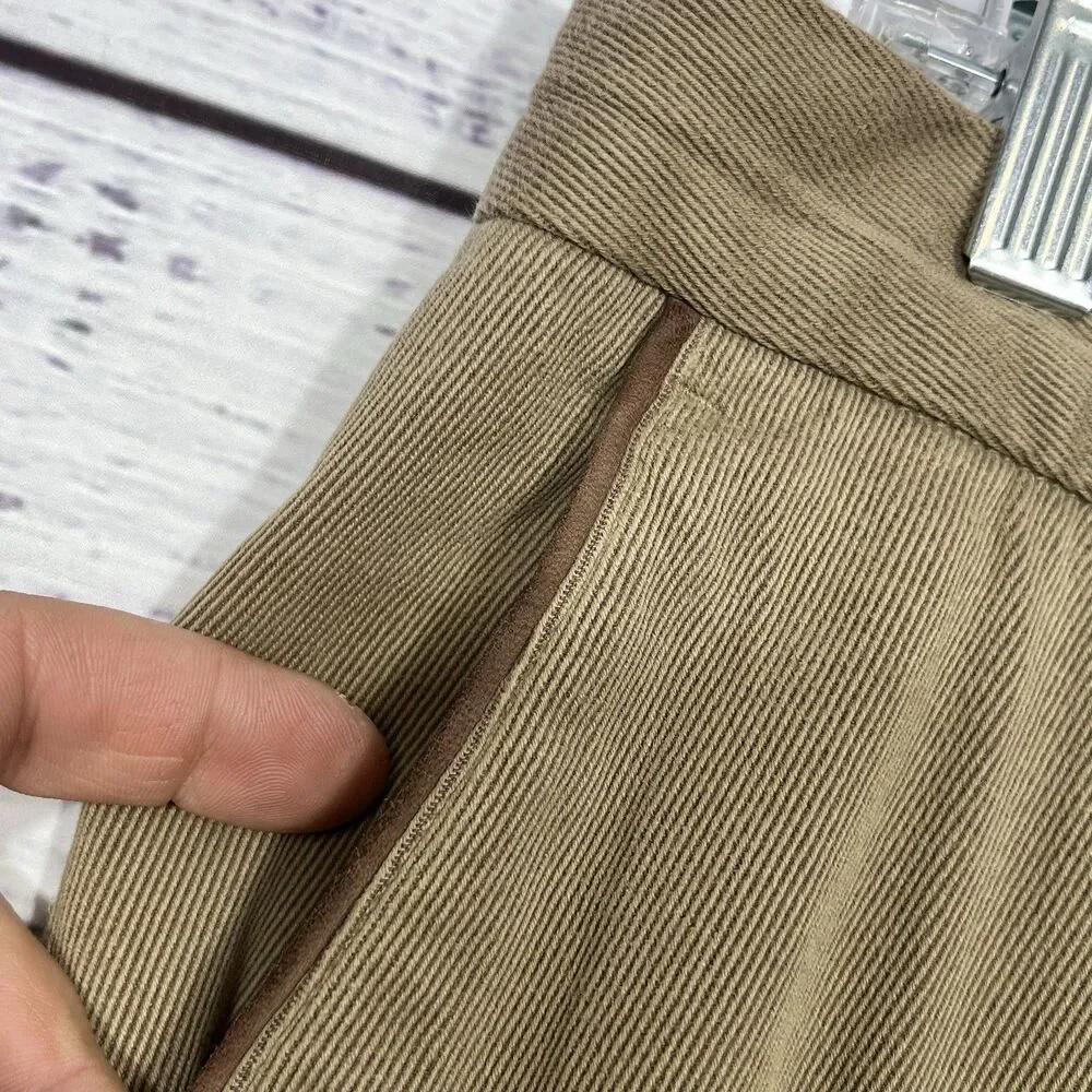 VTG Polo Ralph Lauren 36x32 Beige Twill Leather Trim Pocket Chino Pant Trouser